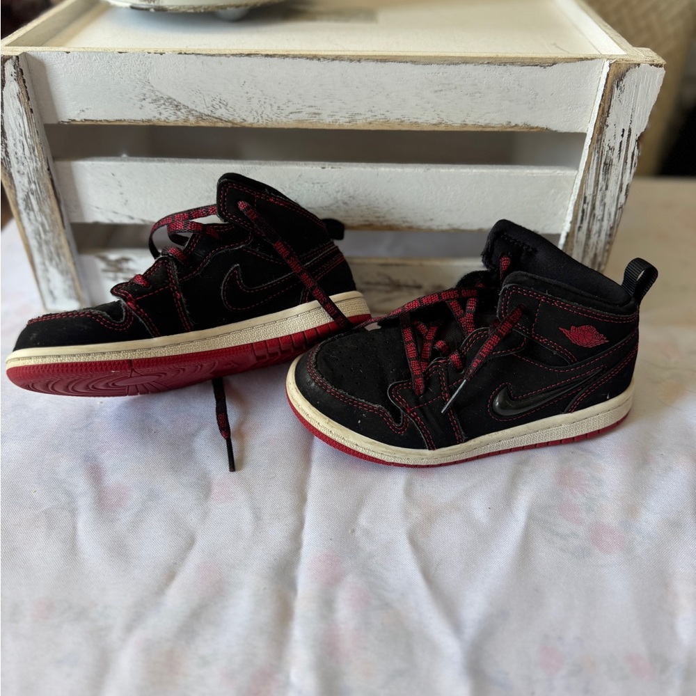 Nike Air Jordan Kids Black and Red High-Top Sneakers